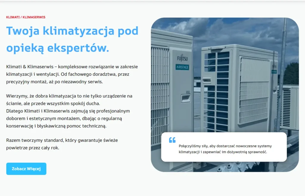 Portfolio Strona Klimati-Klimaserwis